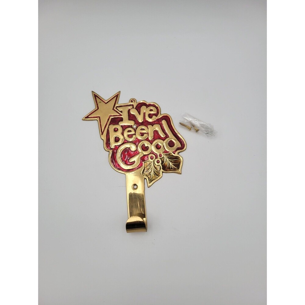 House Of Lloyd Christmas Stocking Hanger Wall Hook "I've Been Good" Brass